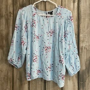 Ana large light blue and polka dotted blouse